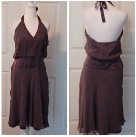 🌺Laundry By Shelli Segal Gray/light purple Halter Backless Sundress - Picture 1 of 11